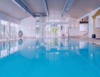 swimming pool, indoor, floor, water, ceiling